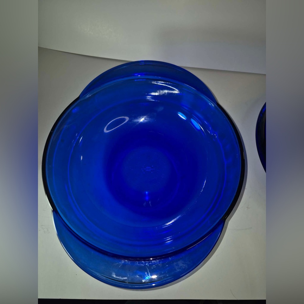 Vintage Blue Cobalt Glass Round Baking Dish with Lid, Handles 2qt Anchor Hocking - Picture 11 of 16